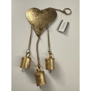 Midwest CBK Rustic Gold Tone Heart Bell Chime Love With All Your Heart BB2